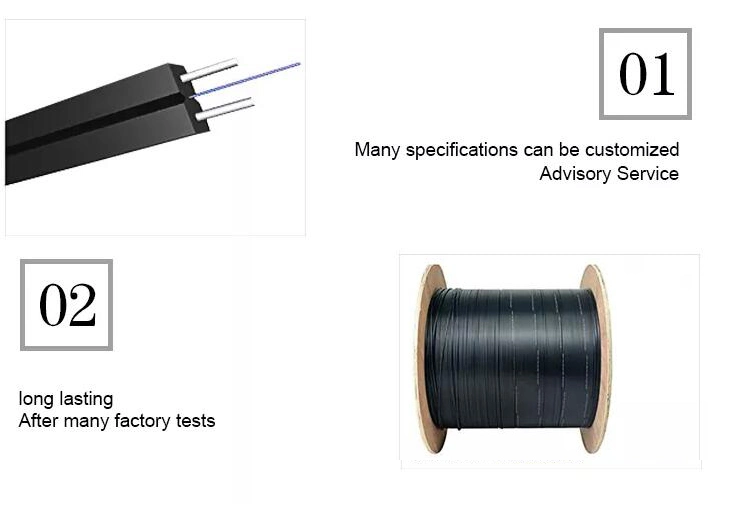 1 Core 2 Core 4 Core FTTH Drop Cable G657A2 Fiber Optic Drop Cable Drop Wire Cable